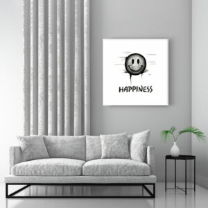 Happiness Icon weiß 100 x 100 cm