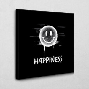 Happiness Icon schwarz 100 x 100 cm
