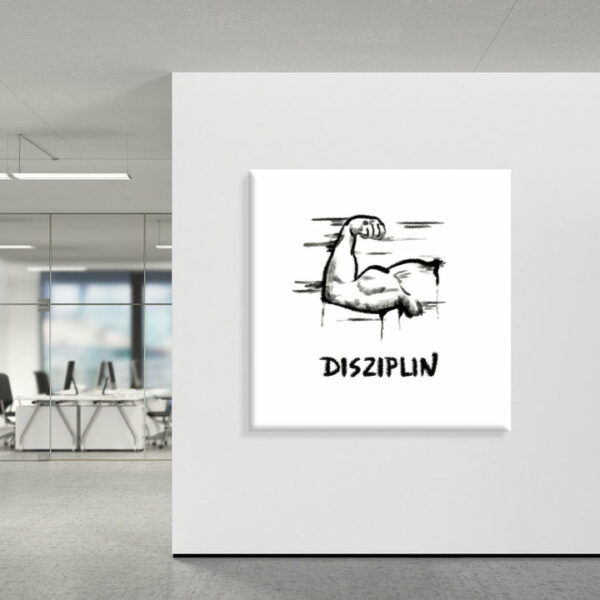 Disziplin Icon weiß 100 x 100 cm