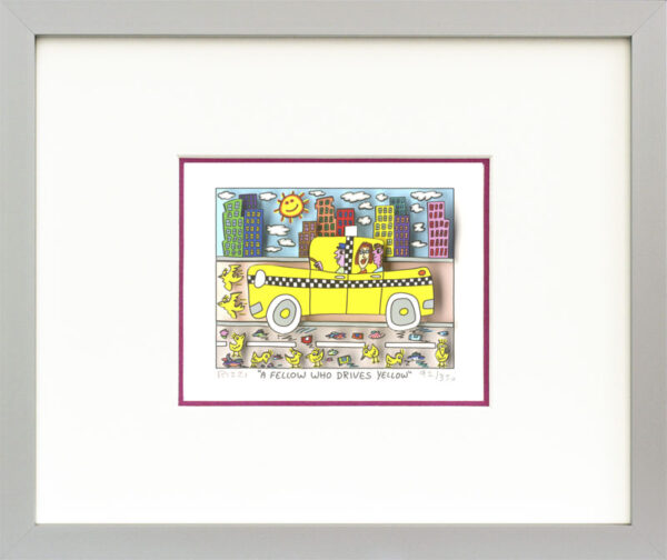 James Rizzi - A FELLOW WHO DRIVES YELLOW - Original 3D Bild drucksigniert