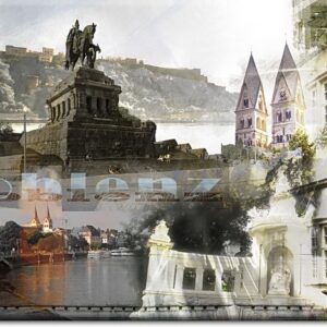 Koblenz Collage A. Baecker Leinwandbild mit Schriftzug