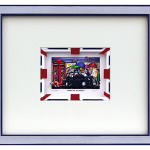 Branko - RAINY DAY IN LONDON - Original 3D Bild handsigniert-Silber-blau