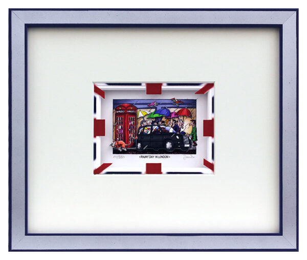 Branko - RAINY DAY IN LONDON - Original 3D Bild handsigniert-Silber-blau