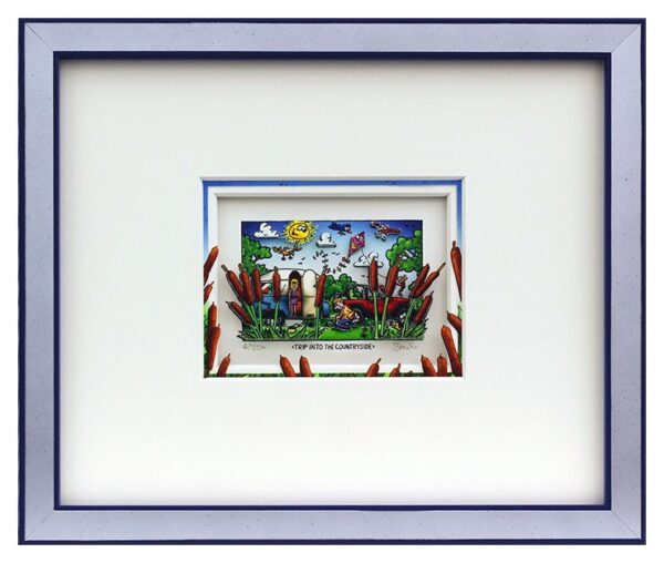 Branko - TRIP INTO THE COUNTRYSIDE - Original 3D Bild handsigniert-Silber-blau