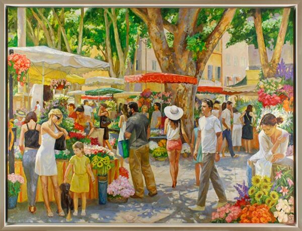 Diego Santos original Gemälde - MERCADO DE LAS FLORES - handgemalt