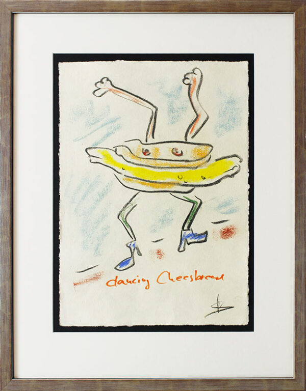 Helge Schneider - DANCING CHEESEBREAD original Kohlezeichnung auf Büttenpapier