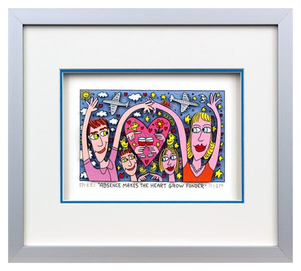 James Rizzi - ABSENCE MAKES THE HEART GROW FONDER - Original 3D Bild drucksignie...