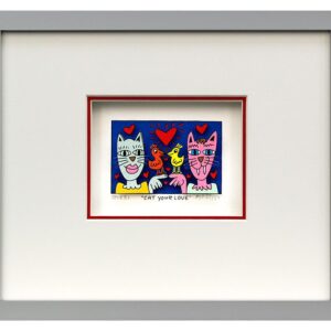 James Rizzi - CAT YOUR LOVE - Original 3D Bild drucksigniert-alurahmen-AP Exempl...