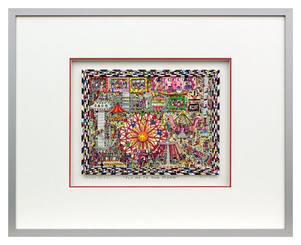 James Rizzi - FLY ME TO THE MOON - Original 3D Bild drucksigniert