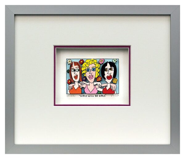 James Rizzi - GIRLS WILL BE GIRLS - Original 3D Bild drucksigniert-alurahmen-Nor...