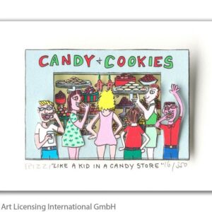 James Rizzi - LIKE A KID IN A CANDY STORE - Original 3D Bild drucksigniert