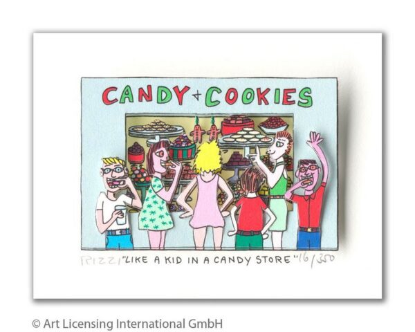 James Rizzi - LIKE A KID IN A CANDY STORE - Original 3D Bild drucksigniert