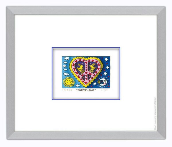 James Rizzi - PURPLE LOVE - Original 3D Bild drucksigniert - ohne Rahmen PP-Norm...