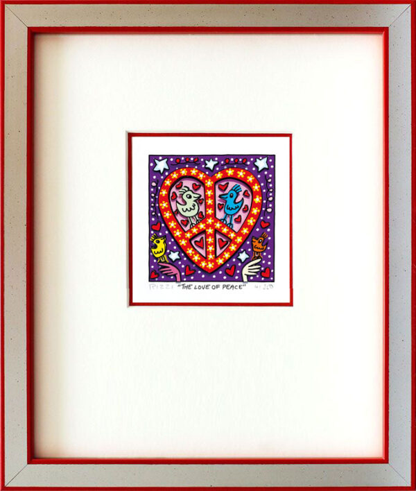 James Rizzi - THE LOVE OF PEACE - Original 3D Bild drucksigniert-Silber-rot-AP E...