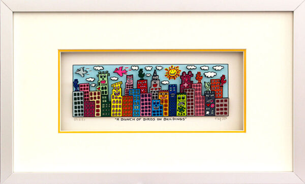 James Rizzi - A BUNCH OF BIRDS ON BUILDINGS  - Original 3D Bild drucksigniert