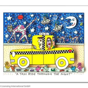 James Rizzi - A TAXI RIDE THROUGH THE NIGHT  - Original 3D Bild drucksigniert - ...