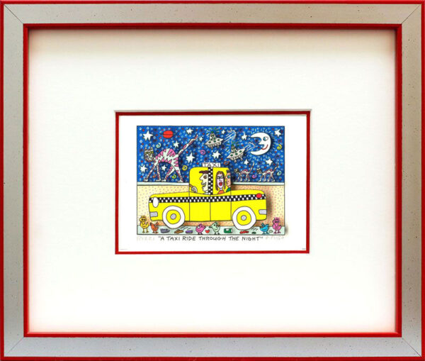 James Rizzi - A TAXI RIDE THROUGH THE NIGHT  - Original 3D Bild drucksigniert-Si...