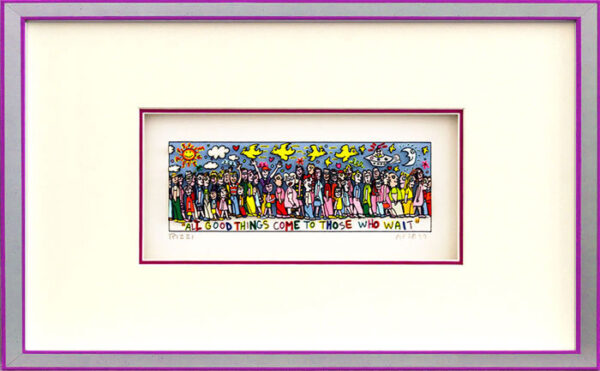 James Rizzi - ALL GOOD THINGS COME TO THOSE WHO WAIT  - Original 3D Bild drucksi...