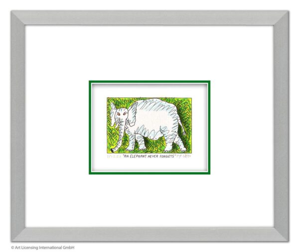 James Rizzi - AN ELEPHANT NEVER FORGETS  - Original 3D Bild drucksigniert-alurah...