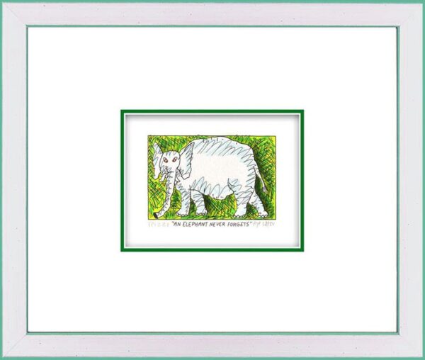 James Rizzi - AN ELEPHANT NEVER FORGETS  - Original 3D Bild drucksigniert-silber...