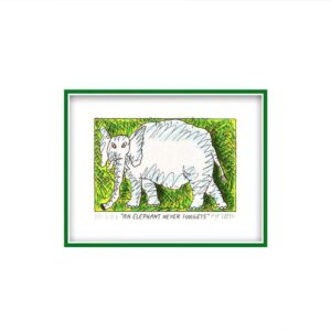 James Rizzi - AN ELEPHANT NEVER FORGETS  - Original 3D Bild drucksigniert - ohne...