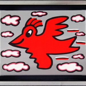 James Rizzi BIRD - RED ON GREY - 2D-Pigmentdruck