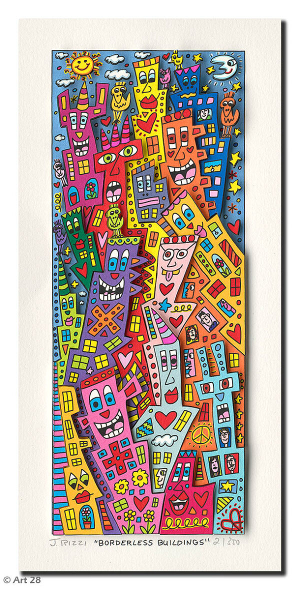 James Rizzi - BORDERLESS BUILDINGS - Original 3D Bild drucksigniert