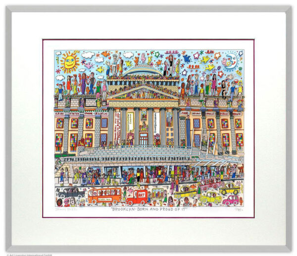 James Rizzi Brooklyn born and proud of it Orig. 3D Bild drucksigniert-alurahmen-...