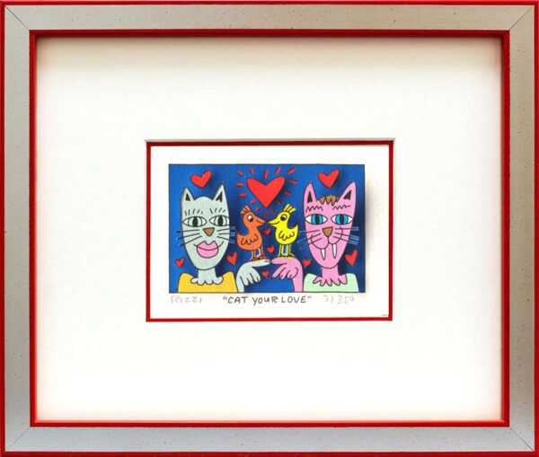 James Rizzi - CAT YOUR LOVE - Original 3D Bild drucksigniert-Silber-rot-Normale ...