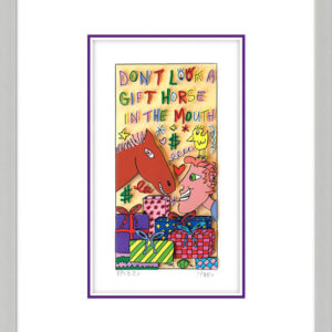 James Rizzi - DONT LOOK a GIFT HORSE in the MOUTH - Original 3D Bild drucksignie...