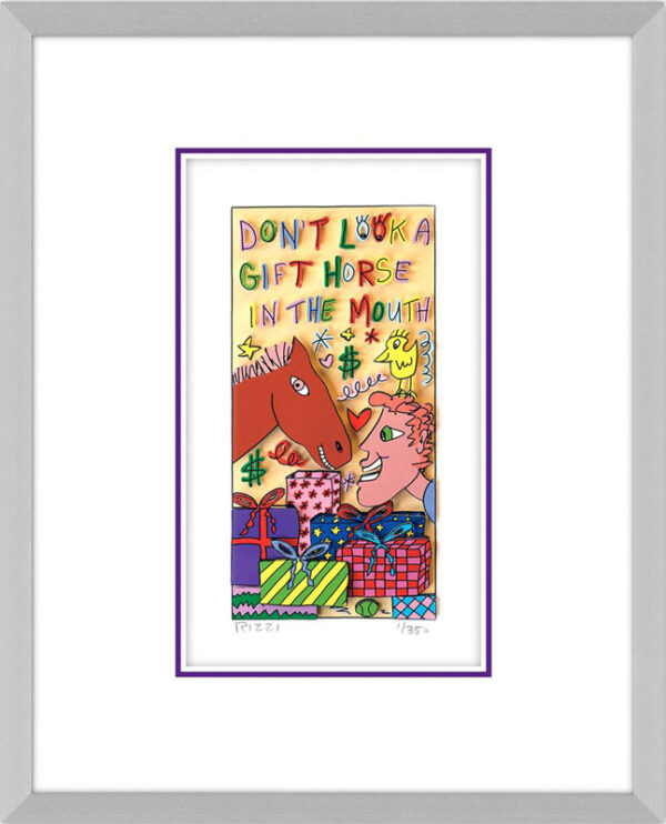 James Rizzi - DONT LOOK a GIFT HORSE in the MOUTH - Original 3D Bild drucksignie...