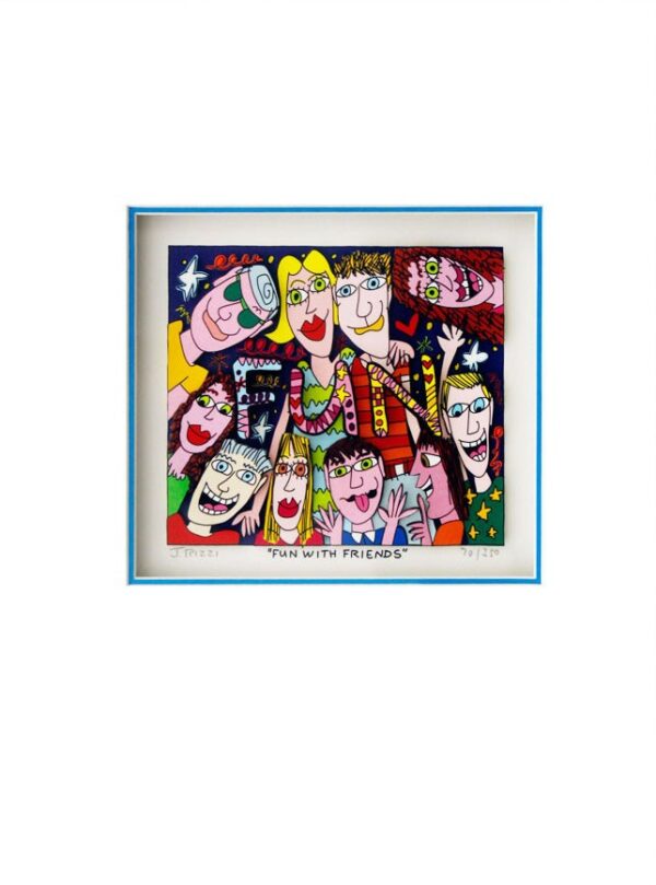 James Rizzi - FUN WITH FRIENDS - Original 3D Bild drucksigniert - ohne Rahmen PP...