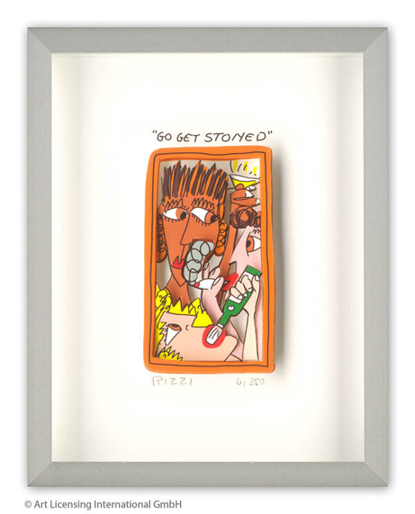 James Rizzi - GO GET STONED - Original 3D Bild drucksigniert