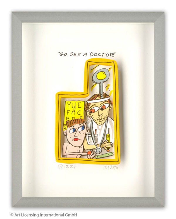 James Rizzi - GO SEE A DOCTOR - Original 3D Bild drucksigniert