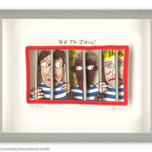 James Rizzi - GO TO JAIL - Original 3D Bild drucksigniert