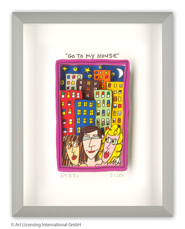 James Rizzi - GO TO MY HOUSE - Original 3D Bild drucksigniert