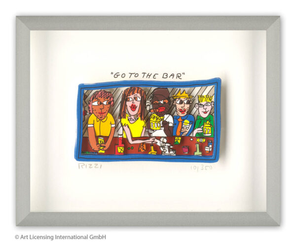 James Rizzi - GO TO THE BAR - Original 3D Bild drucksigniert