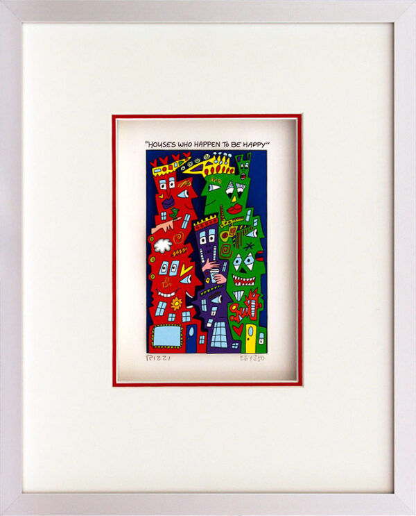 James Rizzi - HOUSES WHO HAPPEN TO BE HAPPY - Original 3D Bild