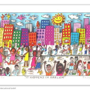 James Rizzi - IT HAPPENS IN HARLEM - Original 3D Bild drucksigniert