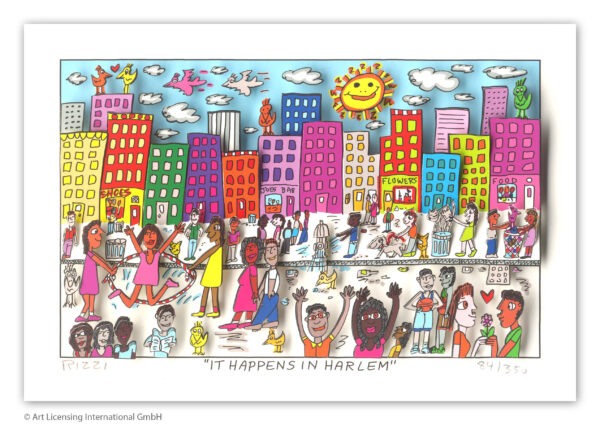 James Rizzi - IT HAPPENS IN HARLEM - Original 3D Bild drucksigniert