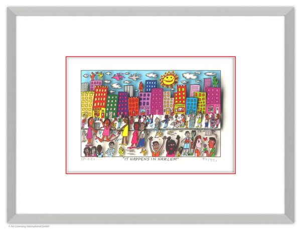 James Rizzi - IT HAPPENS IN HARLEM - Original 3D Bild drucksigniert