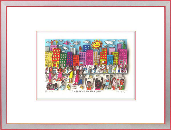 James Rizzi - IT HAPPENS IN HARLEM - Original 3D Bild drucksigniert