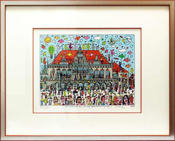 James Rizzi - IT'S FUN FOR ALL AT THE BREMEN CITY HALL - Original 2D Bild HANDSI...