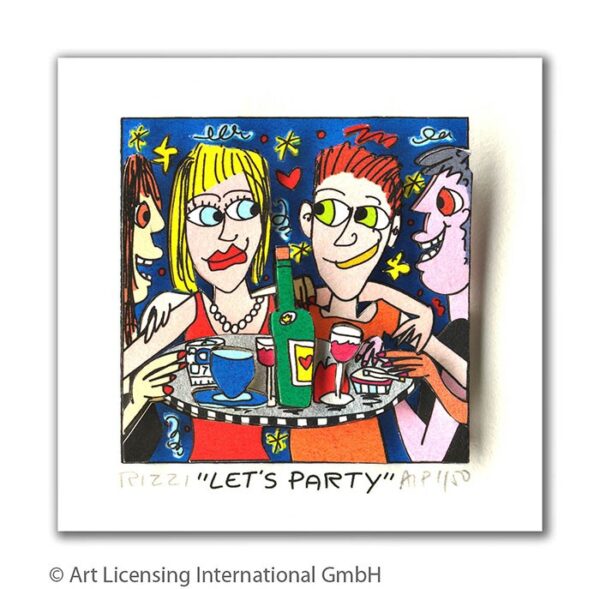 James Rizzi - LET'S PARTY  - Original 3D Bild drucksigniert - ohne Rahmen PP-AP ...