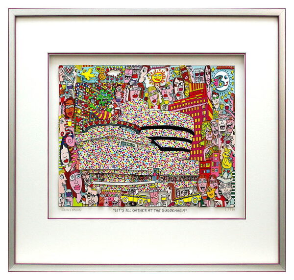 James Rizzi LETS ALL GATHER AT THE GUGGENHEIM. Orig. 3D Bild drucksigniert-Silbe...