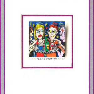 James Rizzi - LET'S PARTY  - Original 3D Bild drucksigniert-Silber-violett-AP Ex...