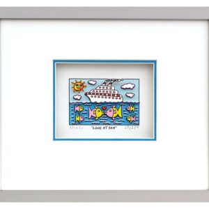 James Rizzi - LOVE AT SEA  - Original 3D Bild drucksigniert-Silber-hellblau-Norm...