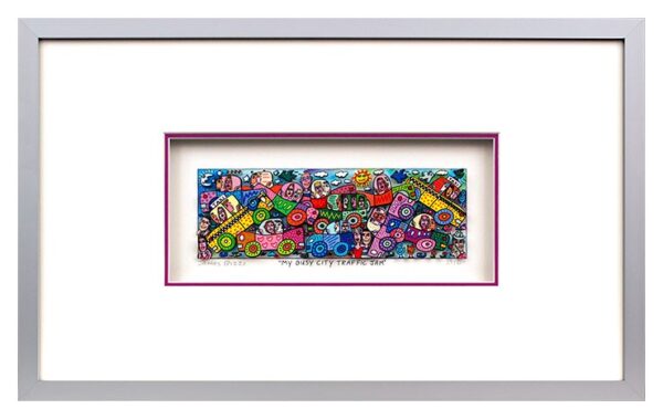 James Rizzi - MY BUSY CITY TRAFFIC JAM - Original 3D Bild drucksigniert-alurahme...