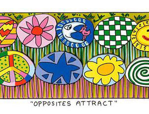 James Rizzi - OPPOSITES ATTRACT  - Original 3D Bild drucksigniert