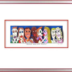 James Rizzi - PEOPLE WHO LOVE PEOPLE - Original 3D Bild drucksigniert-Silber-rot...